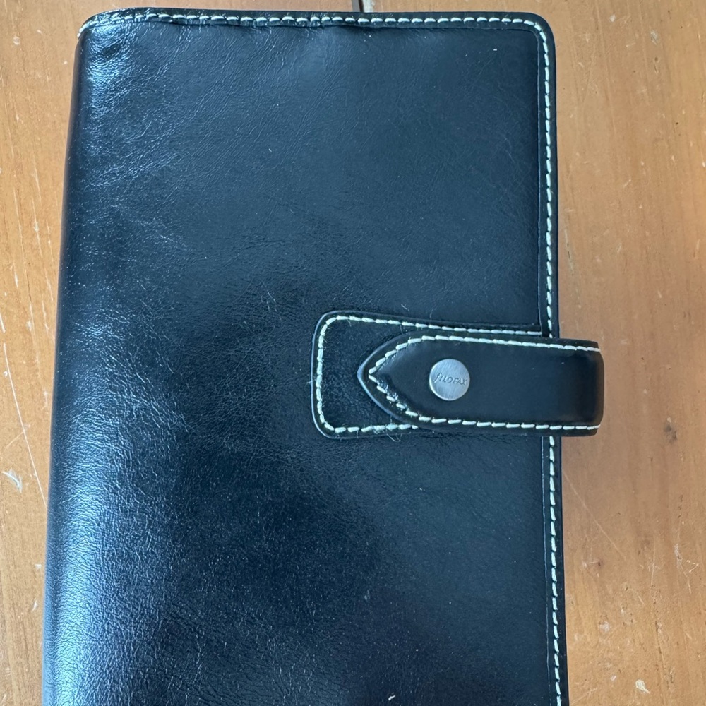 Filofax Black Leather Malden Personal Organizer-new